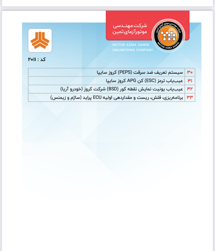 دیاگ تاچ موتورازمابا برنامه بسته پایه نرم افزار کد506